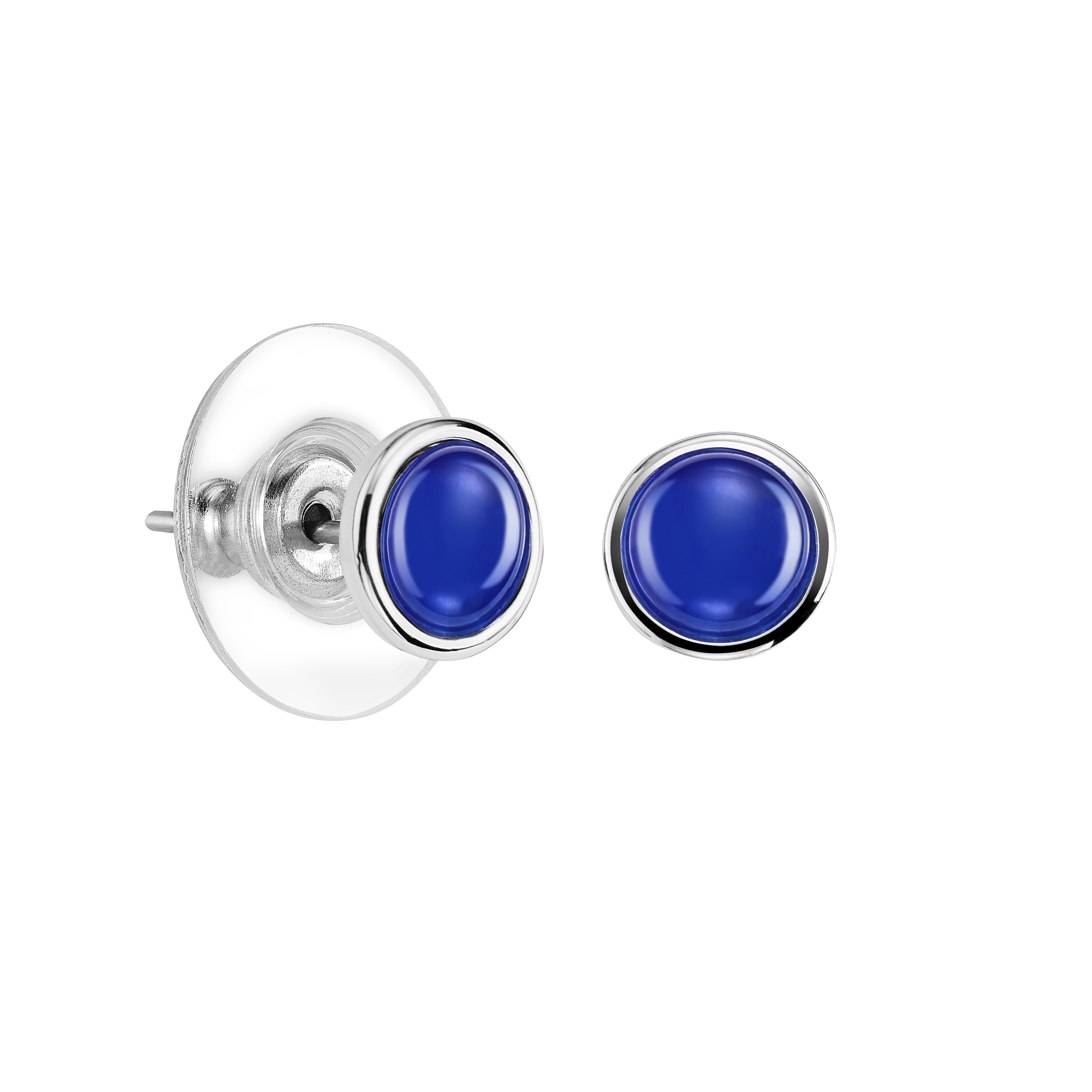 Blaue Ohrstecker in Perlenform