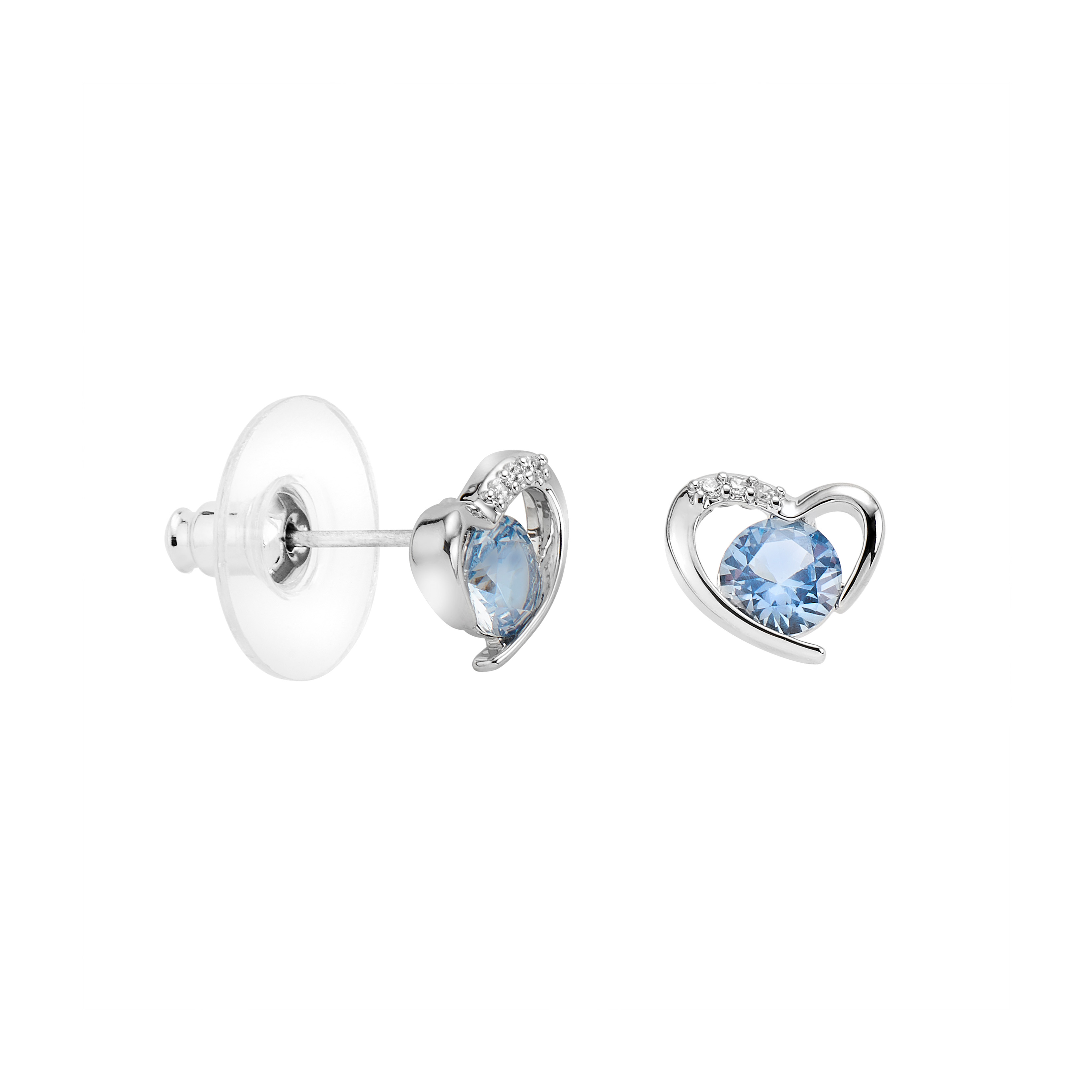 Ohrstecker "Herz mit blauem Stein"