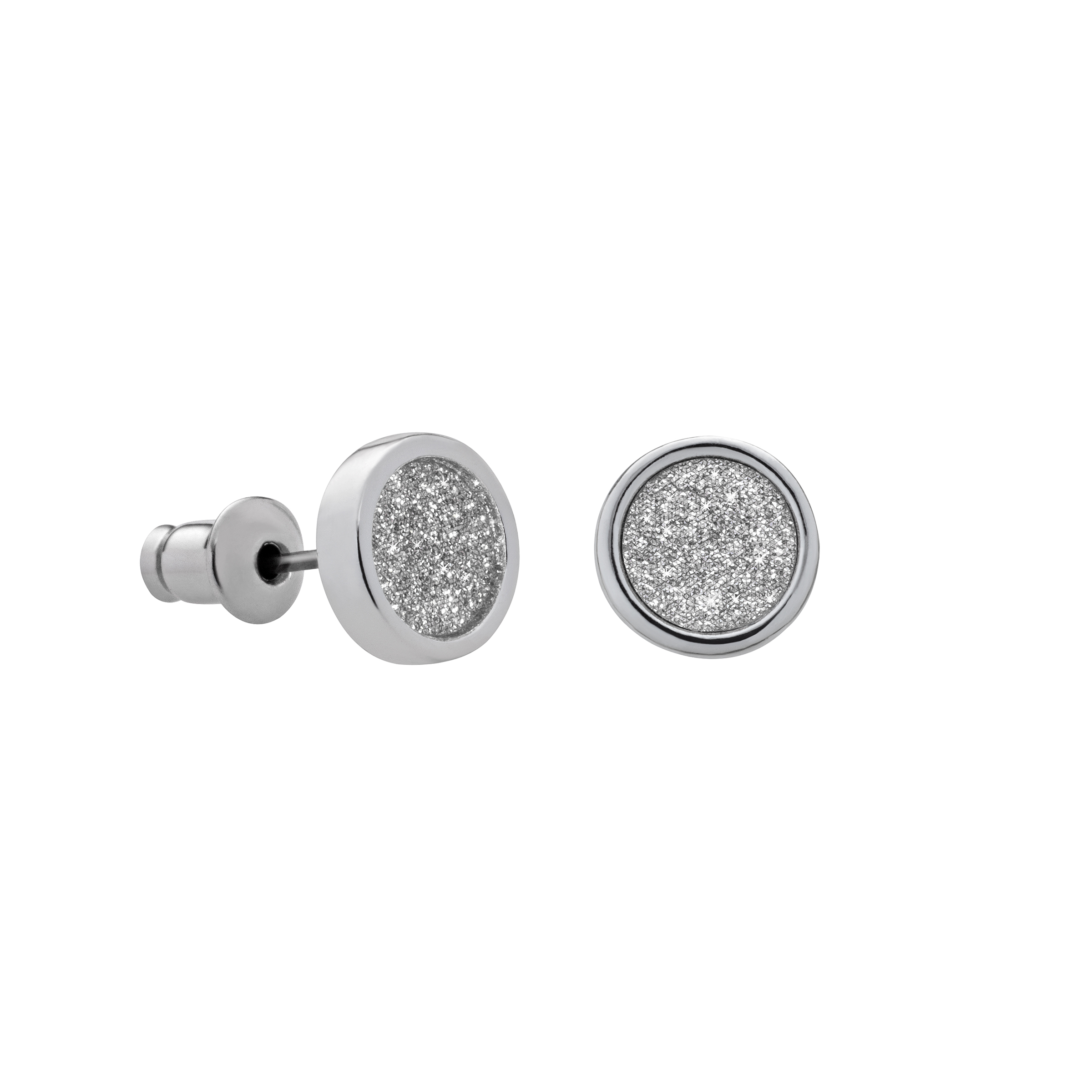 Runder Ohrstecker mit Glitzer