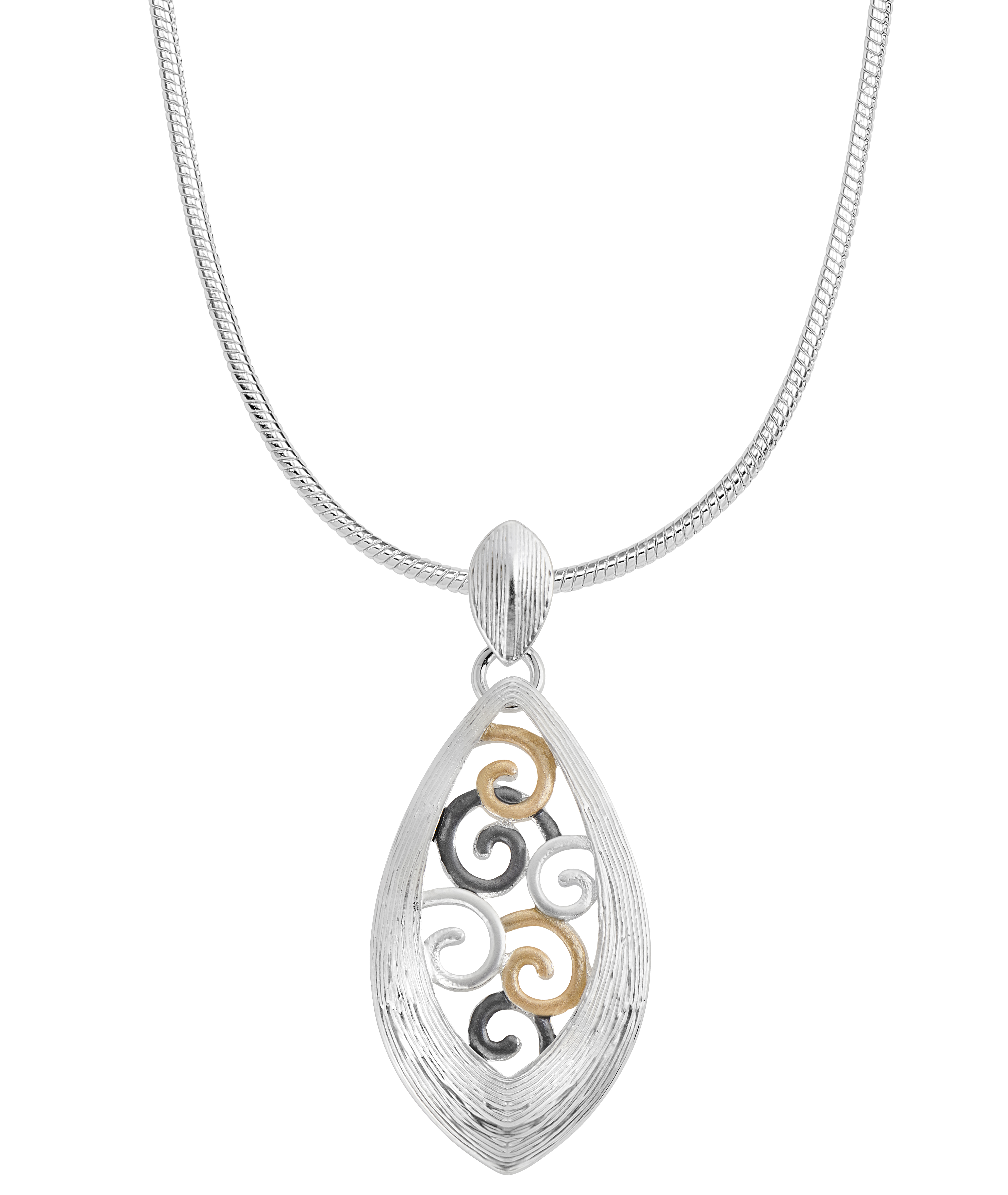 Kette "Tropfen mit Spiralen in tricolor"