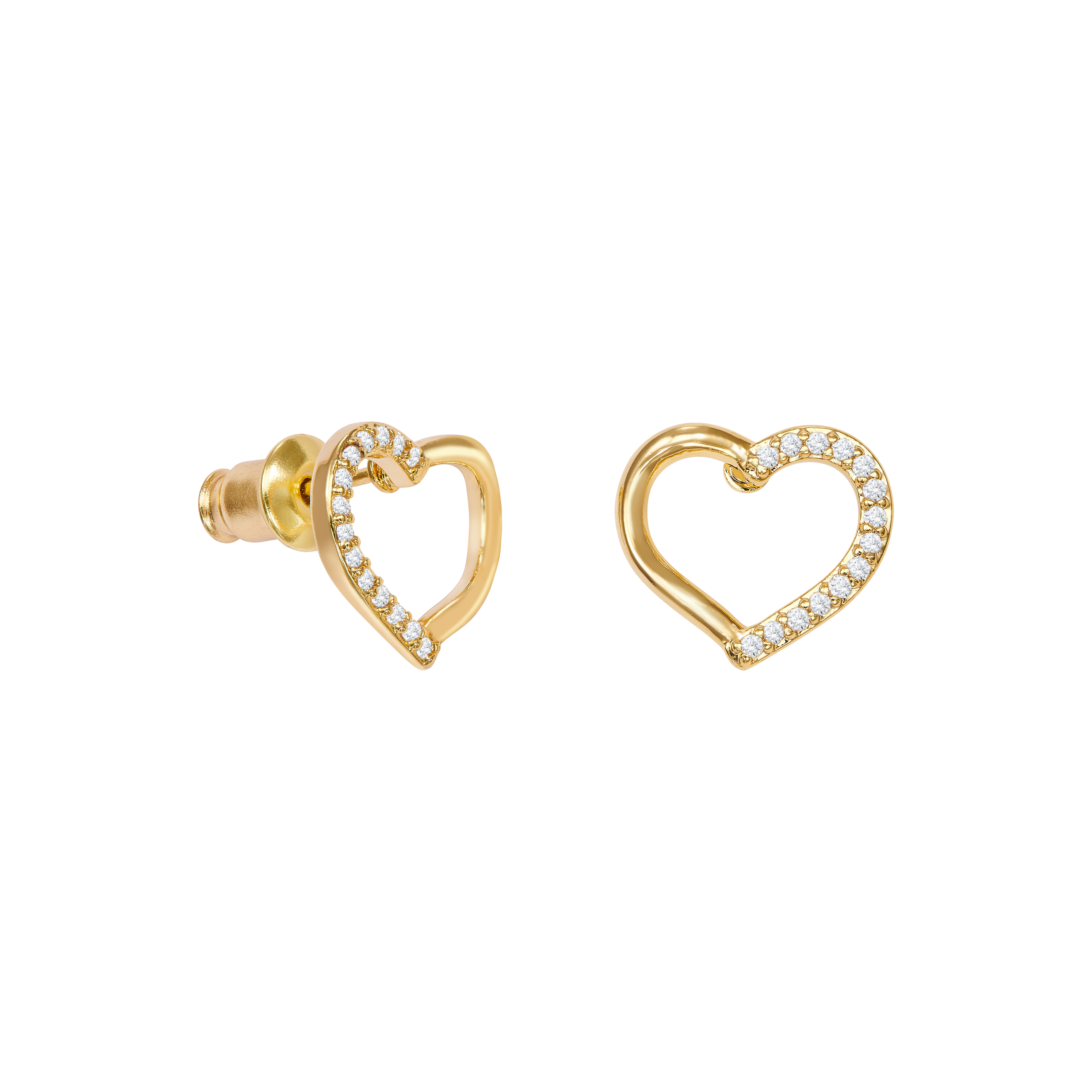 Ohrstecker "Herz mit Steinen Golden"