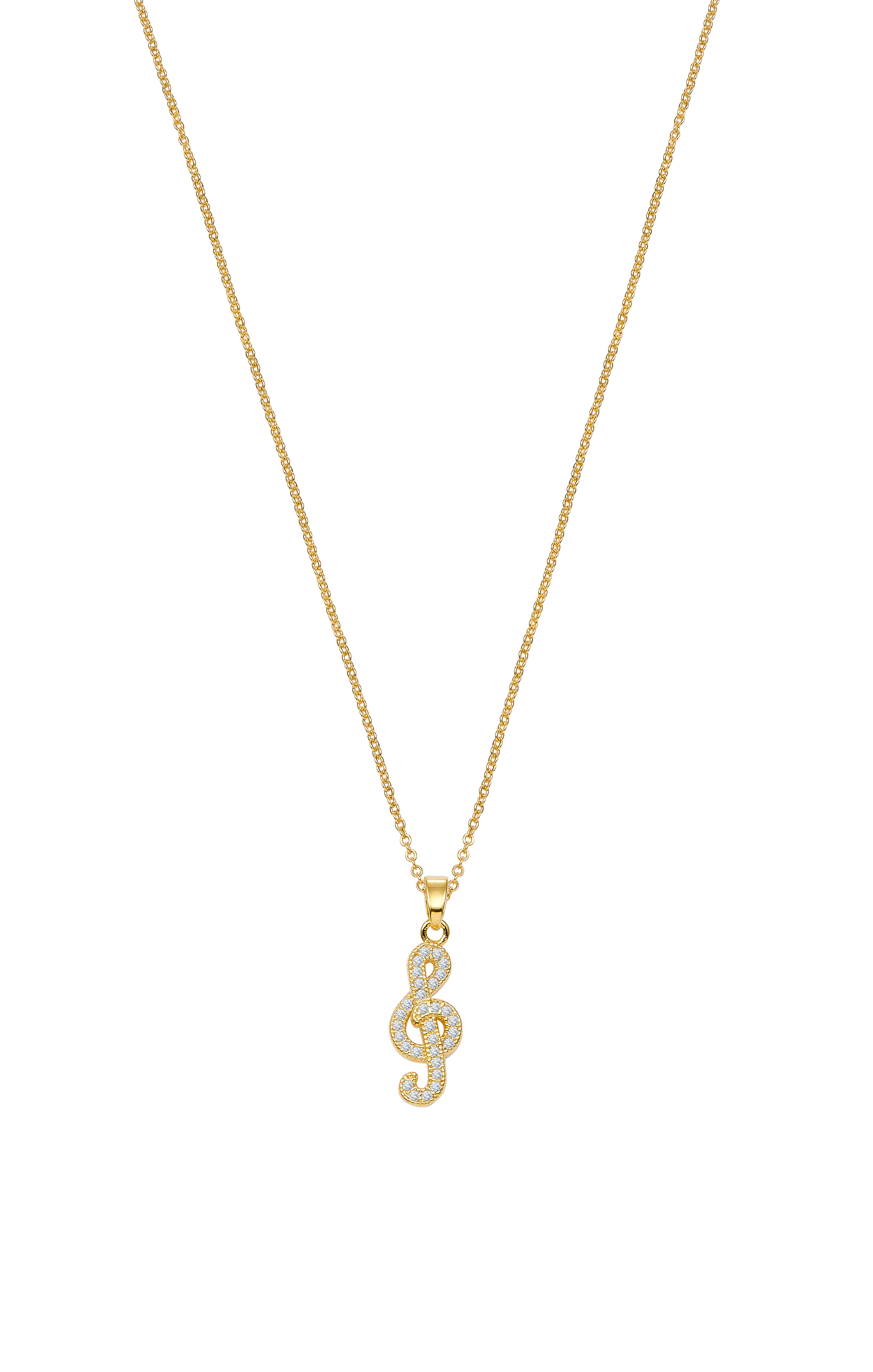 Kette "Notenschlüssel mit Steinen Golden"