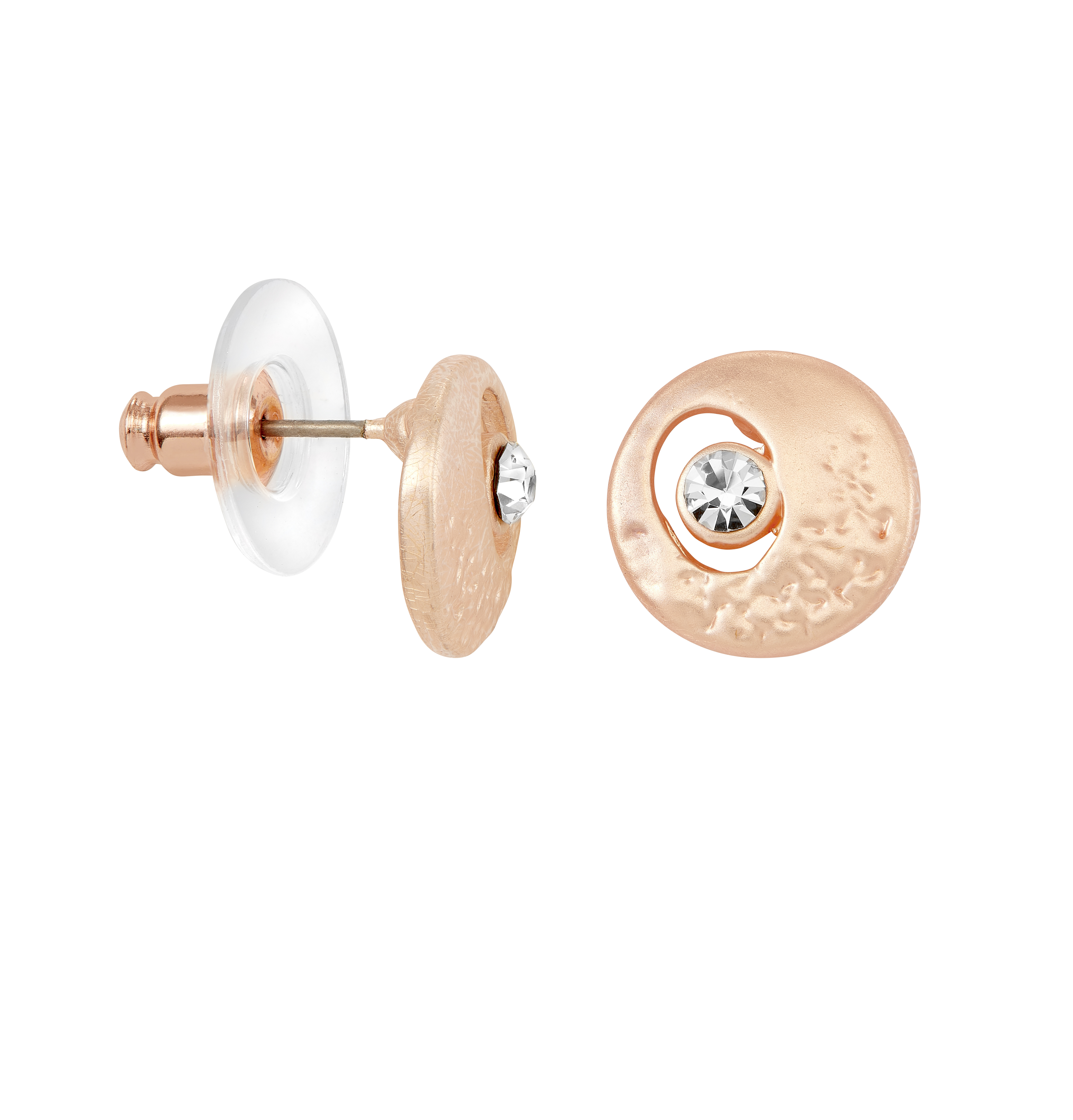 Ohrstecker "Rosé rund mit Stein"