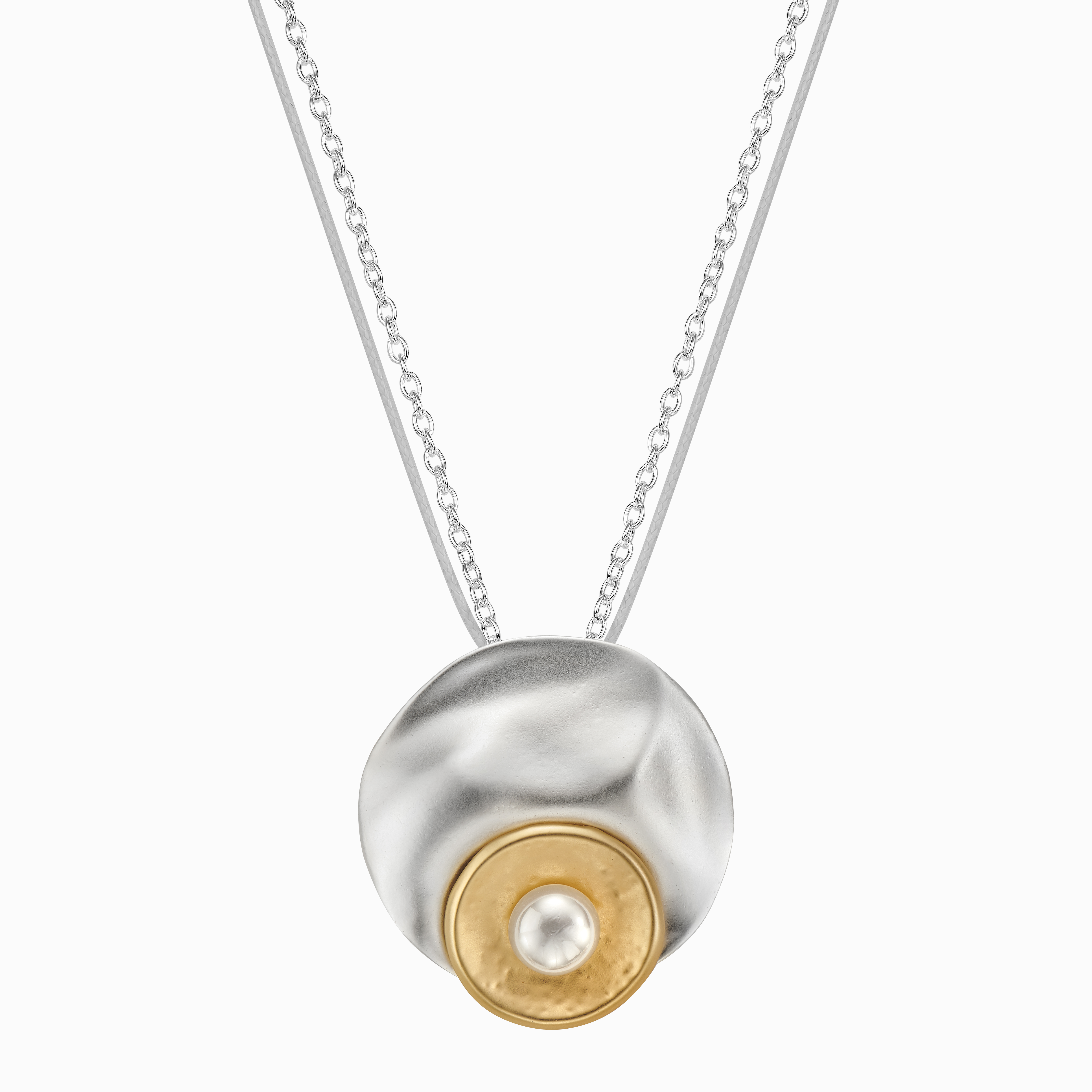 Kette "Großer Bicoloranhänger mit Perle" Kette "Großer Bicoloranhänger mit Perle"