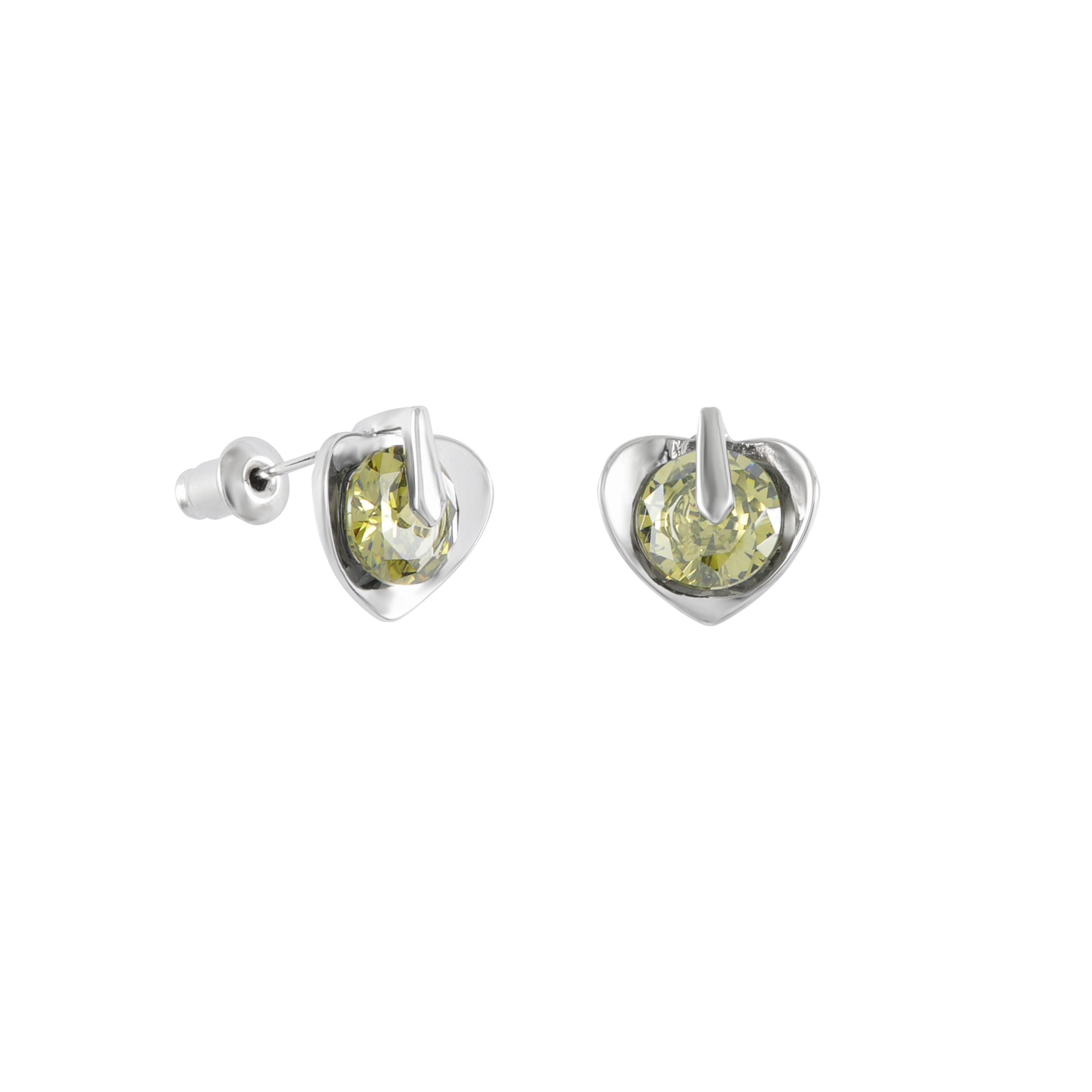 Ohrstecker "Herzchen mit grünem Stein"