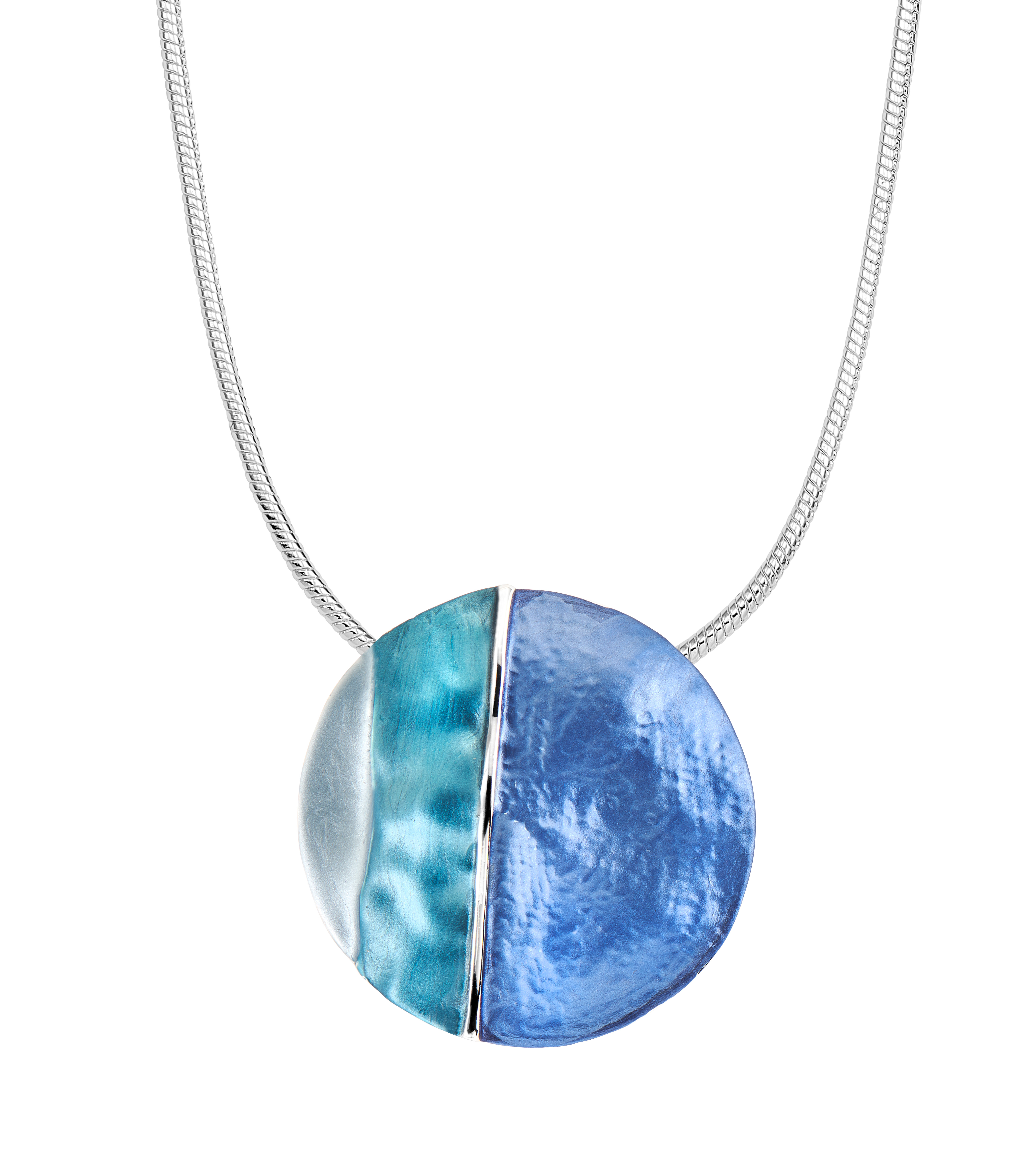Kette "Runder Anhänger mit blauen Feldern"