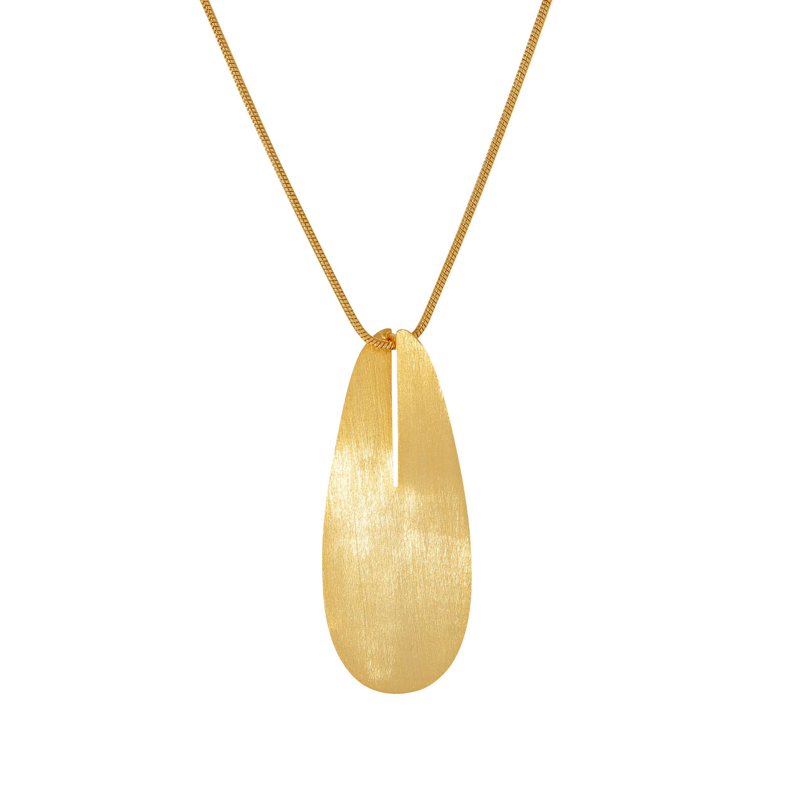 K-2105G_012_eb Goldfarbene Kette gespaltenes Blatt