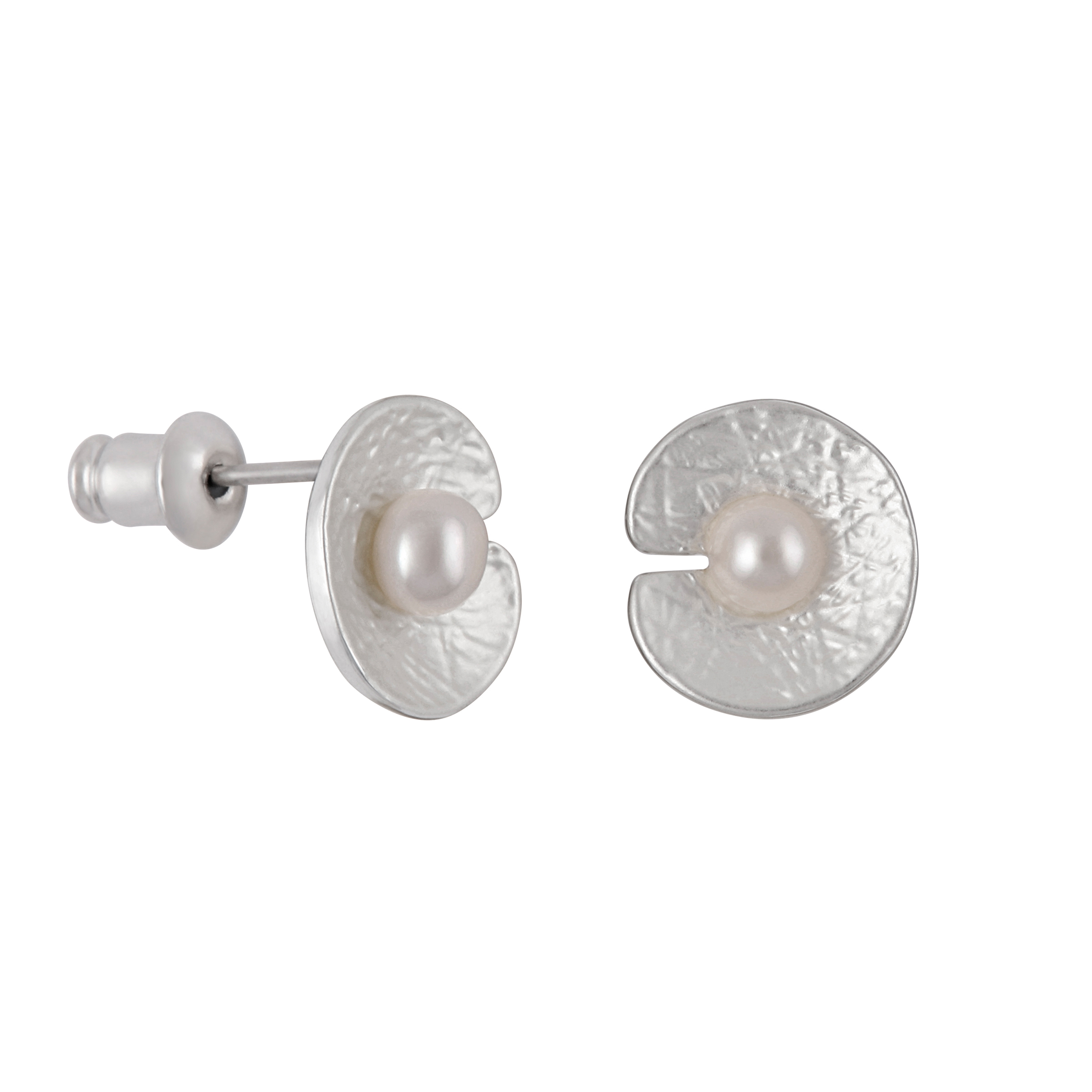O-4345 Seerosenblätter in Silber mit Perle